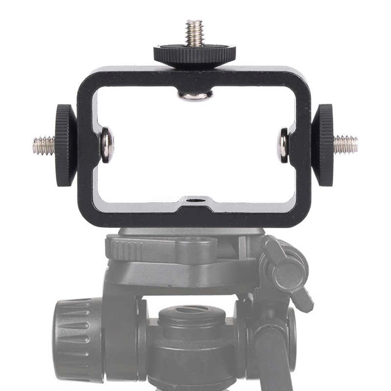 Camera Cage Baseplate - 3ใน1ผู้ถือติดศีรษะแฟลชวงเล็บอะแดปเตอร์โทรศัพท์ที่ยึดสำหรับ GoPro ขาตั้งหลอดไฟถ่ายทอดสดกล้อง selfie