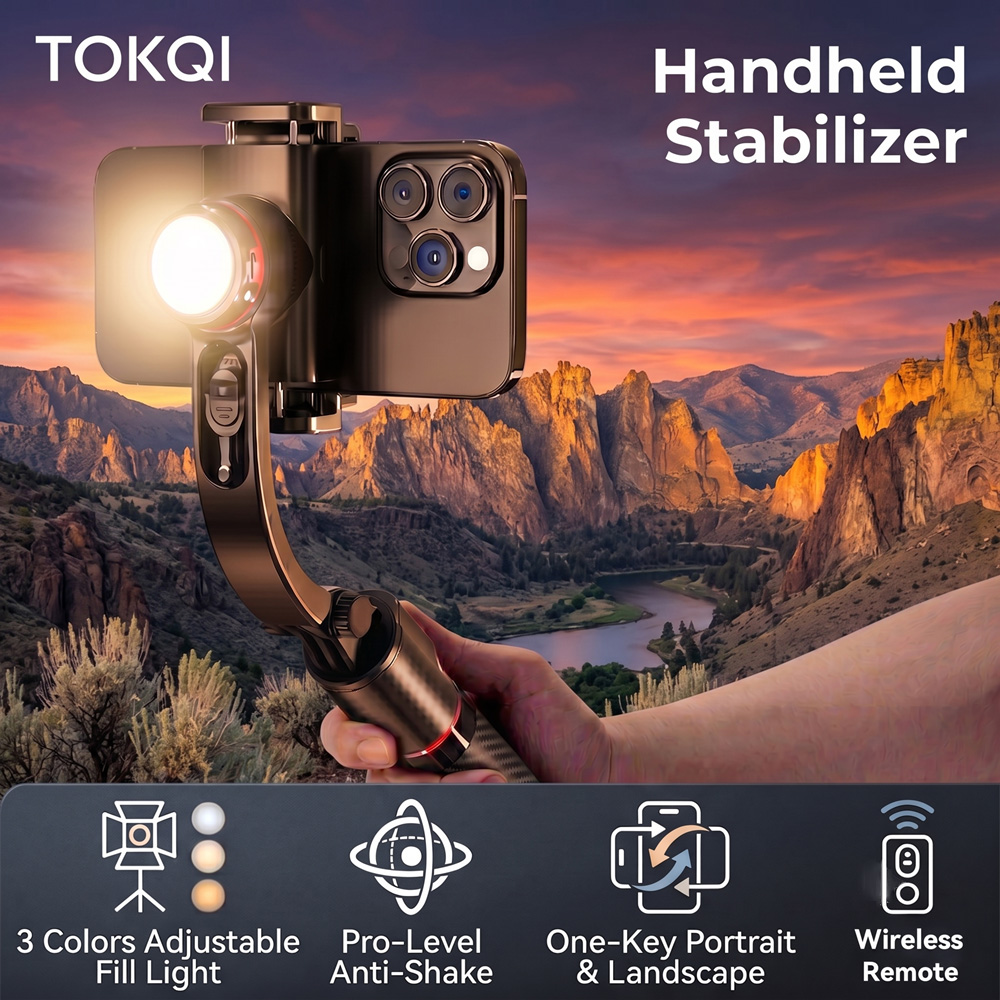 Photography Basics - TOKQI กิมบอลกันสั่น อลูมิเนียมอัลลอย พร้อมไฟเติมแสง ไม้เซลฟี่ ขาตั้งกล้อง