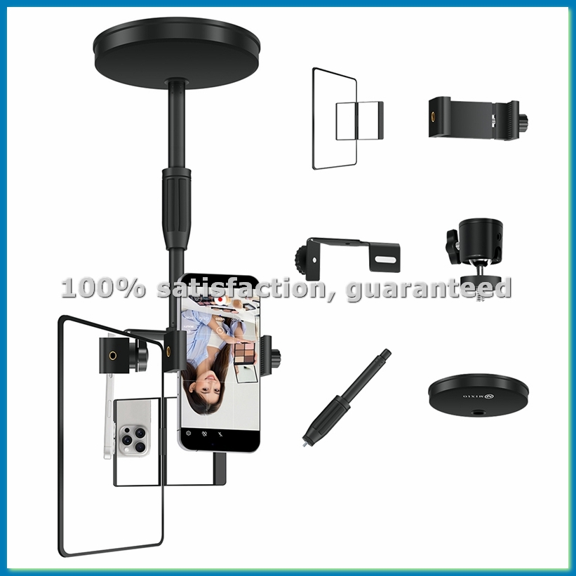 Photography With Mobile - ที่วางโทรศัพท์มือถือแบบปรับความสูงได้ แท่นวางกล้องถ่ายทอดสดแบบวงกลมพร้อมกระจกมองหลัง ขาตั้งเซลฟี่-ABLL