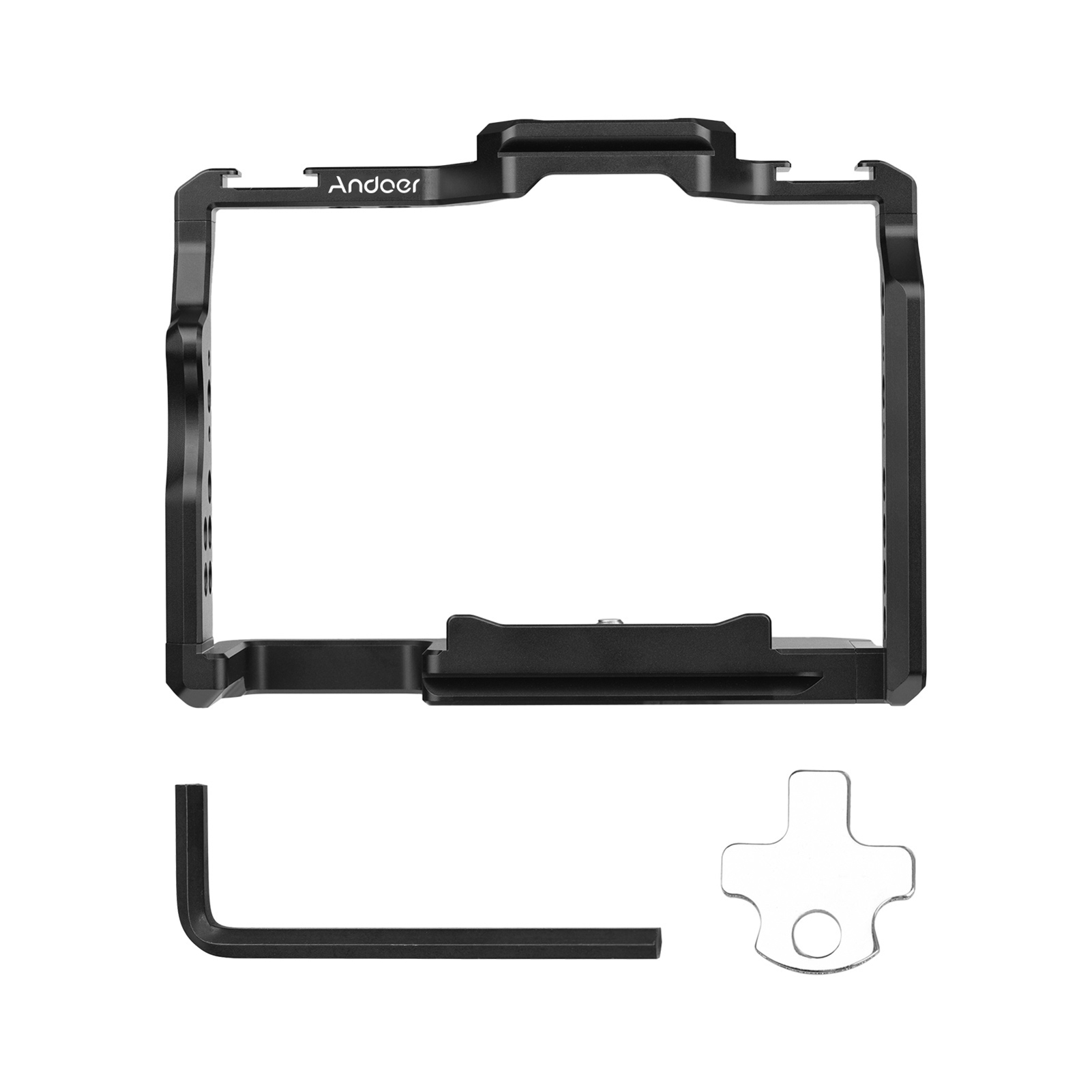 Camera Cage Baseplate - เคสกล้อง Andoer ทำจากอลูมิเนียมอัลลอยด์ พร้อมช่องต่ออุปกรณ์เสริมแบบ Cold Shoe