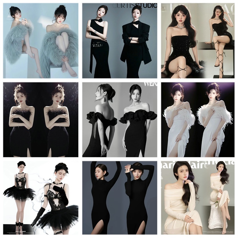 Photography Studio - แฟชั่นใหม่ ภาพถ่ายบุคคลสาวสไตล์เรียบง่าย บรรยากาศดี ถ่ายภาพในสตูดิโอ เสื้อผ้าสำหรับถ่ายภาพบุคคลอารมณ์ดี ภาพศิลปะ