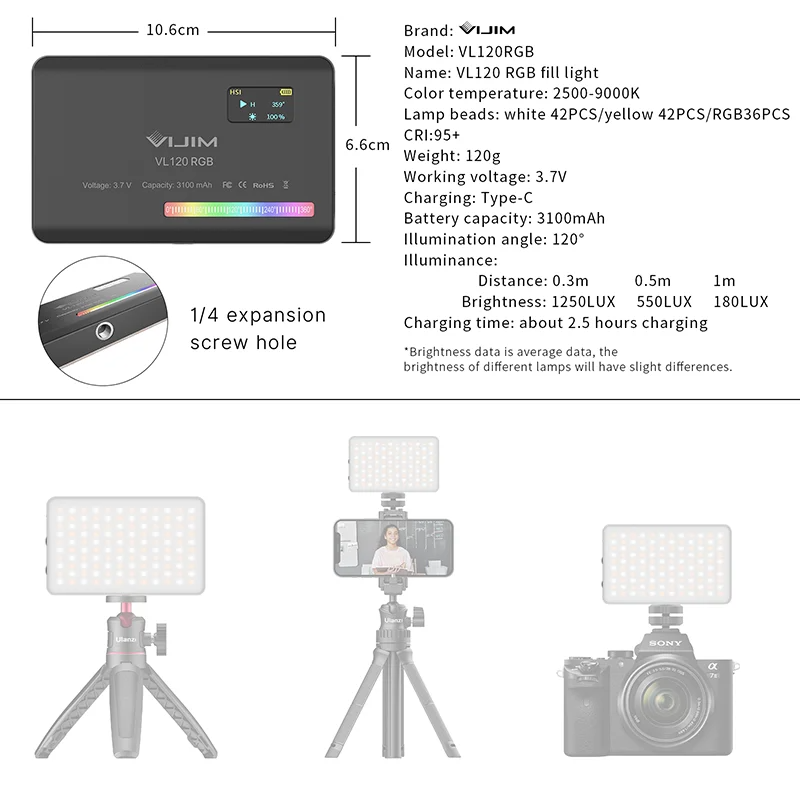 ไฟเติมพกพา RGB รุ่น New120 ปี  - Photography With Mobile บทวิจารณ์และราคา